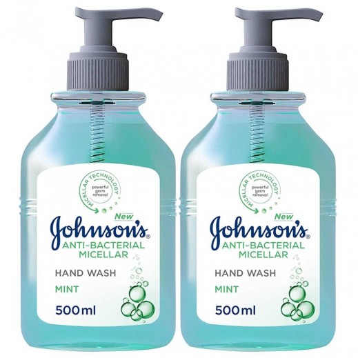 Johnsons Anti Bacterial Mint Handwash 2X500ml