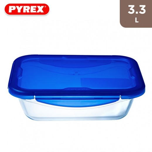 Pyrex Cook & Store Rectangular Glass Dish With Lid 3.3 ltr