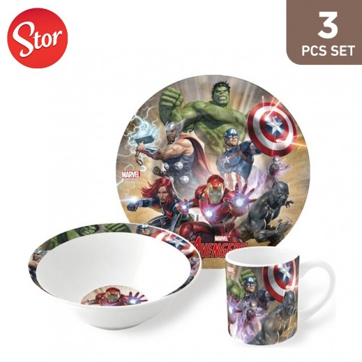 Stor Avengers Printed Ceramic Snack Set - 3 Pieces
