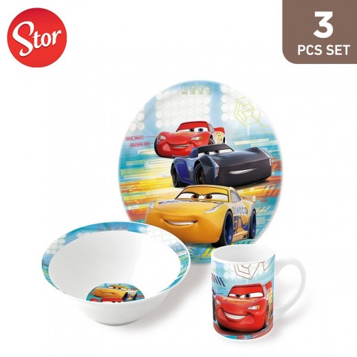 Stor Cars Printed Ceramic Snack Set - 3 Pieces