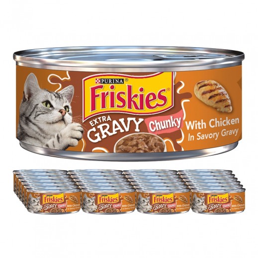 Purina Friskies Pate Extra Gravy Chunky With Chicken In Savory Gravy Cat Food 24 x 155.9 g - delivered by Taw9eel Fast