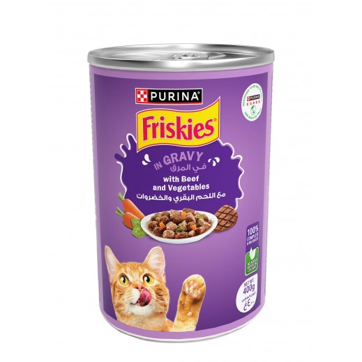 Purina Friskies Wet Cat Food with Beef and Vegetables in Gravy 400 g - delivered by Taw9eel Fast