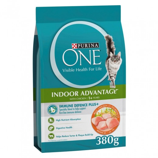 Purina One Indoor Advantage Chicken Dry Food for Cats 380 g 1+ Years - delivered by Taw9eel Fast