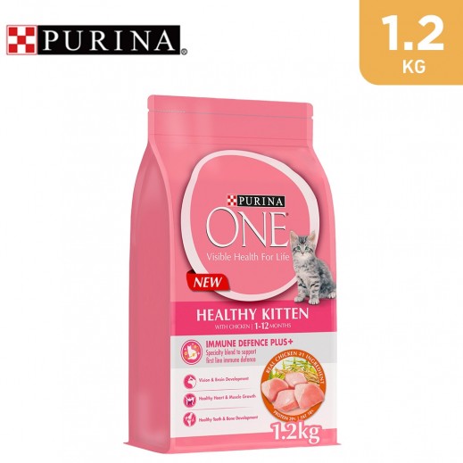Purina One Healthy Kitten Chicken Dry Food 1.2 kg 1-12 Months - delivered by Taw9eel Fast