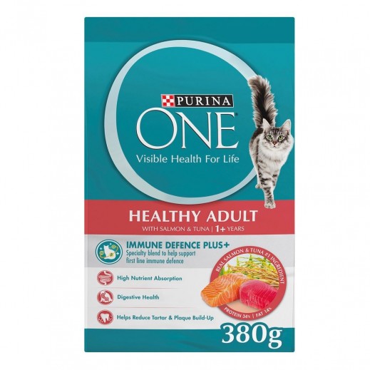 Purina One Healthy Adult Salmon & Tuna Dry Cat Food 380 g 1+ Years