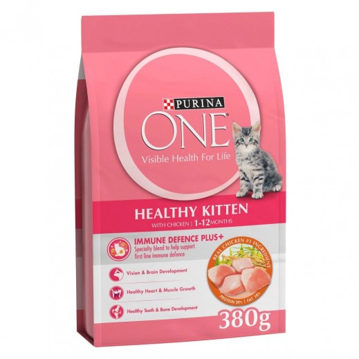 Purina One Healthy Kitten Chicken Dry Food 380 g 1-12 Months - delivered by Taw9eel Fast