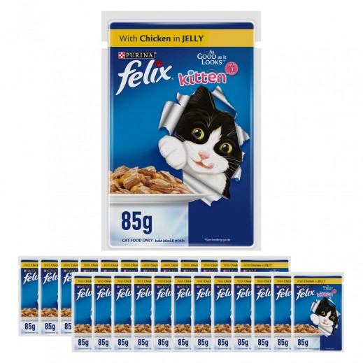 Purina Felix Kitten Food with Chicken in Jelly 24 x 85 g - delivered by Taw9eel Fast