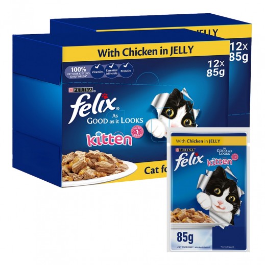 Purina Felix Kitten Food with Chicken in Jelly 24 x 85 g - delivered by Taw9eel Fast
