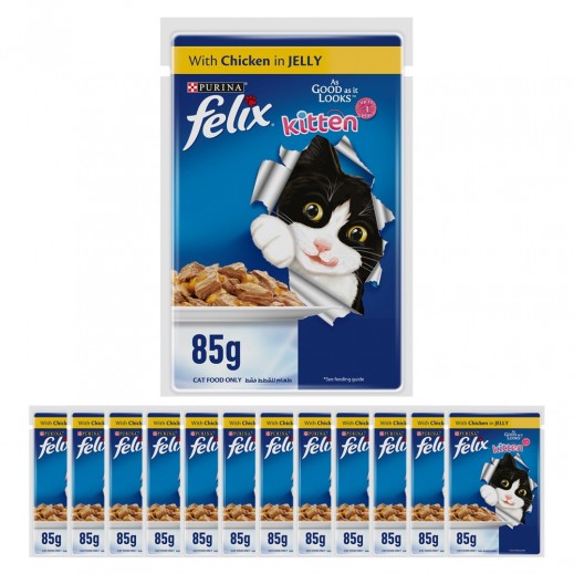 Purina Felix Kitten Food with Chicken in Jelly 12 x 85 g