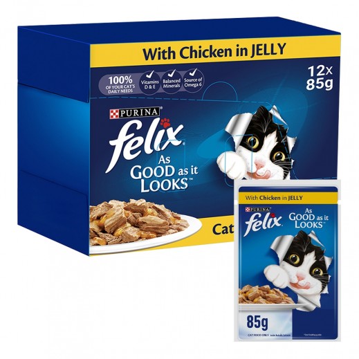 Purina Felix Adult Cat Food with Chicken in Jelly 12 x 85 g