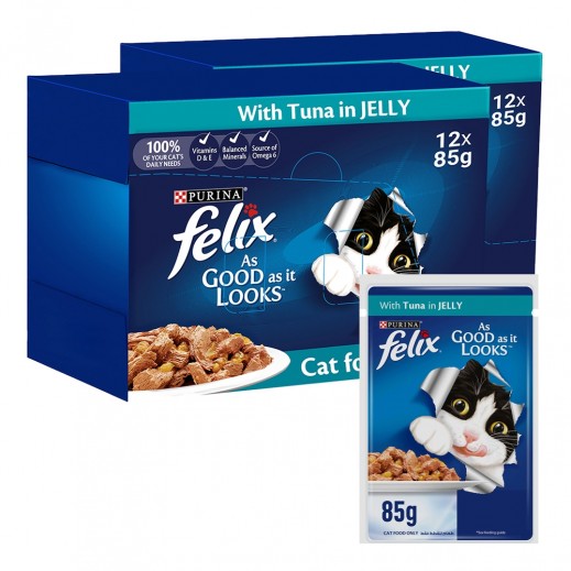 Purina Felix Adult Cat Food with Tuna in Jelly 24 x 85 g
