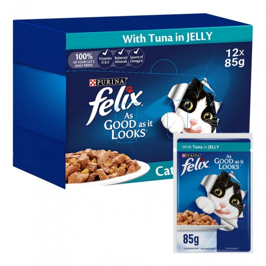 Purina Felix Adult Cat Food with Tuna in Jelly 12 x 85 g - delivered by Taw9eel Fast