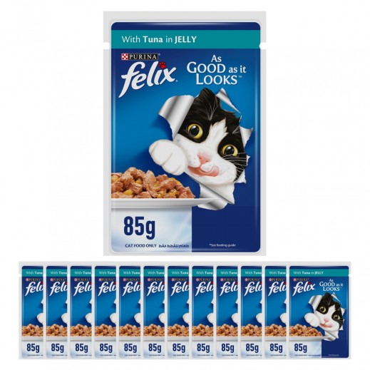 Purina Felix Adult Cat Food with Tuna in Jelly 12 x 85 g - delivered by Taw9eel Fast