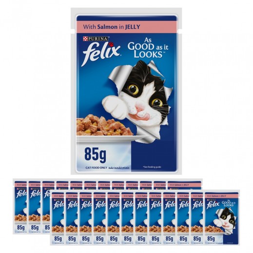 Purina Felix Adult Cat Food with Salmon in Jelly 24 x 85 g