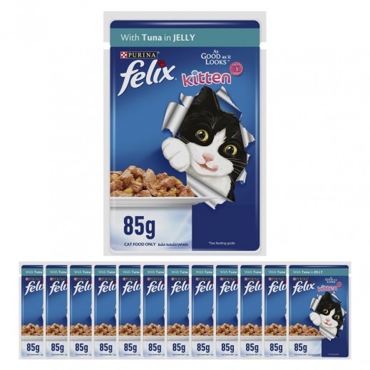 Purina Felix Kitten Food with Tuna in Jelly 12 x 85 g - delivered by Taw9eel Fast