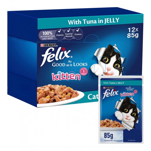 Purina Felix Kitten Food with Tuna in Jelly 12 x 85 g - delivered by Taw9eel Fast