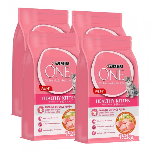 Purina One Healthy Kitten With Chicken (1-12 months) 4 × 1.2 kg