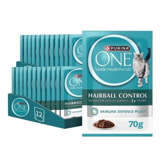 Purina One Hairball Control With Chicken In Gravy Adult Wet Cat Food 24 x 70 g