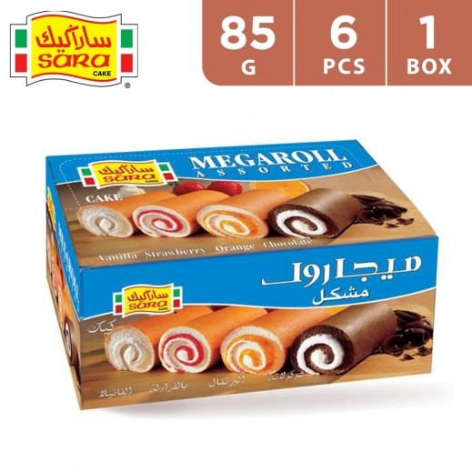 Sara Cake Mega Roll Assorted Cake 6 x 85 g - delivered by Taw9eel Fast