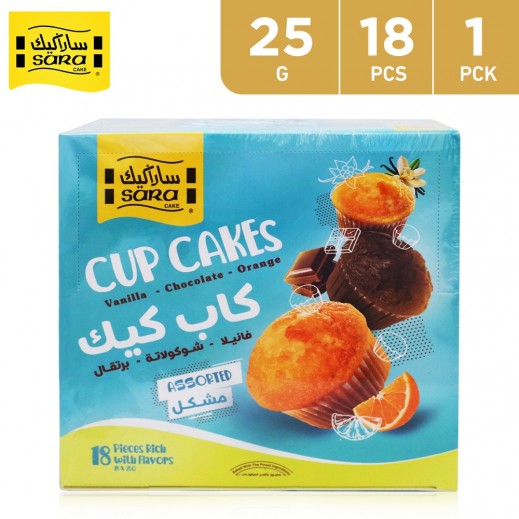 Sara Cake Cup Cakes with Assorted Flavors (18 x 25 g) - delivered by Taw9eel Fast