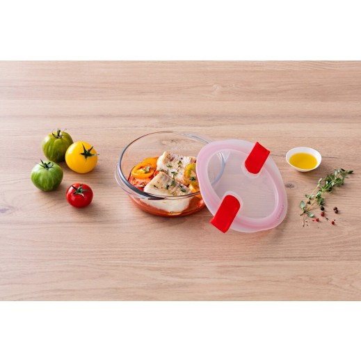 Buy Pyrex Round Glass Dish With Lid 0.35 ltr (14 x 12 x 5 cm) توصيل