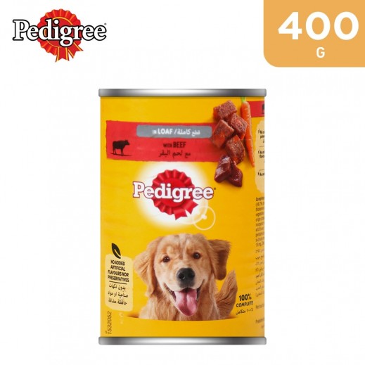 Pedigree In Loaf With Beef Dog Food 400 g - delivered by Taw9eel Fast