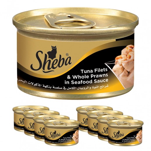 Sheba Tuna & Prawn In Seafood Wet Cat Food 8x85 g - delivered by Taw9eel Fast