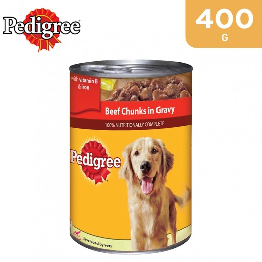 Pedigree Beef Chunks In Gravy Can 400 g - delivered by Taw9eel Fast