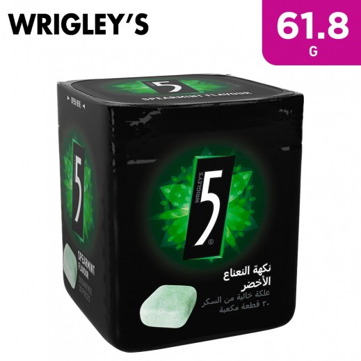 Wrigley's 5 Sugar Free Spearmint Flavour Chewing Gum Bottle 61.8 g - delivered by Taw9eel Fast