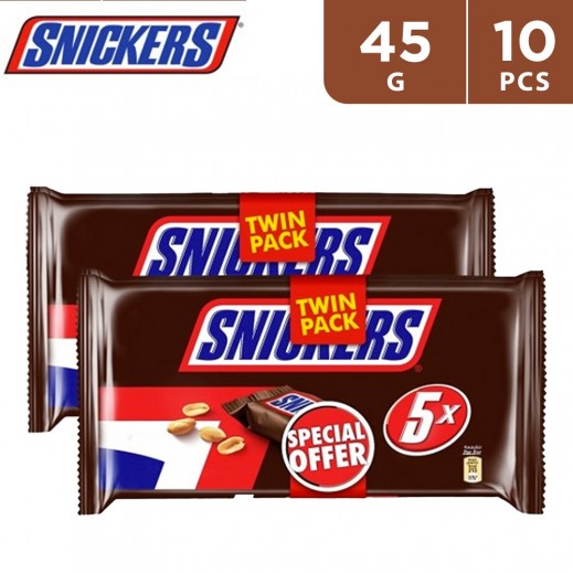 Snickers Twin Pack Chocolate Original 10 x 45 g - delivered by Taw9eel Fast