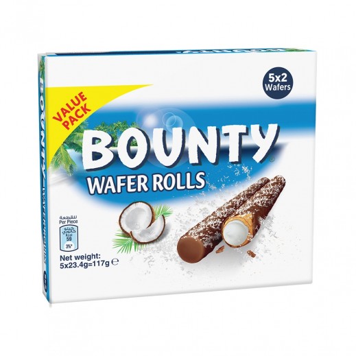 Bounty Coconut Wafer Rolls 5 x 23.4 g - delivered by Taw9eel Fast