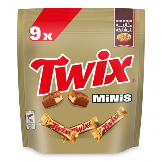 Twix Minis Chocolate Bars 9 Pieces 180g - delivered by Taw9eel Fast