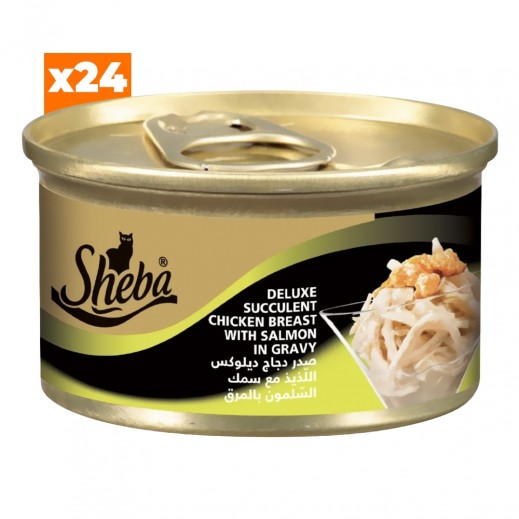 Sheba Succulent Chicken Breast with Salmon In Gravy Cat Food 24 × 85g