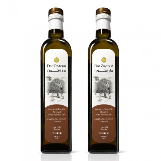 Dar Zaytoun Pomace Olive Oil Blended with Refined Oil 2 x 500 ml - delivered by Taw9eel Fast