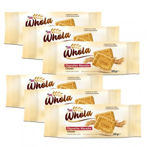 Eti Whola Classic Digestive Wholegrain Wheat Biscuits 6 x 131 g