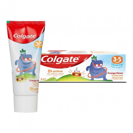 Colgate Kids Fluoride-Free Orange-Flavored Toothpaste 60 ml (3-5 Years) - delivered by Taw9eel Fast