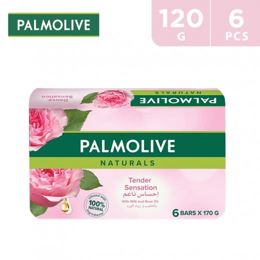 Palmolive Naturals Bar Soap Soft and Moisture with Milk and Rose 6 x 120 g - delivered by Taw9eel Fast