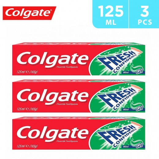 Colgate Fresh Confidence Green Toothpaste 3 x 125 ml - delivered by Taw9eel Fast