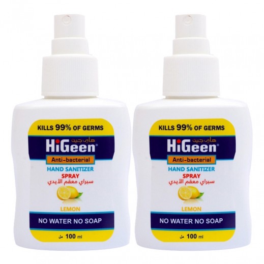 HiGeen Lemon Antibacterial Hand Sanitizer Spray 2 x 100 ml