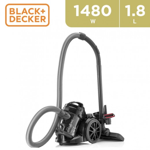 Black + Decker 1480W Bagless Multi Cyclonic Canister Vacuum Cleaner 1.8L - Black - delivered by Taw9eel Fast
