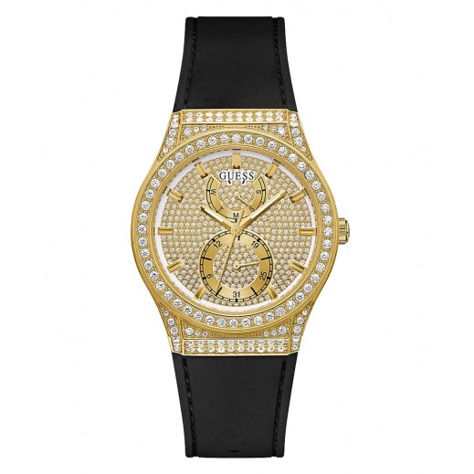 Guess Gold Watch With Black Silicone Strap - GW0439L2 - delivered by Taw9eel Within 24 Hours 