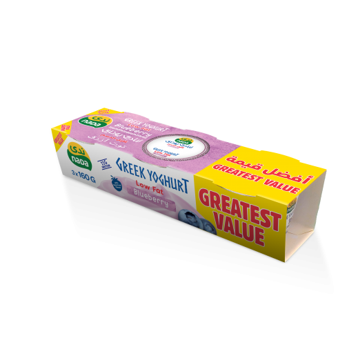 Nada Low Fat Blueberry Greek Yogurt 3 x 160 g - delivered by Taw9eel Fast