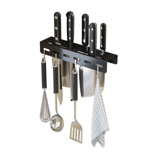 Wall Mounted Kitchen Organizer By Taw9eel Essentials - Black