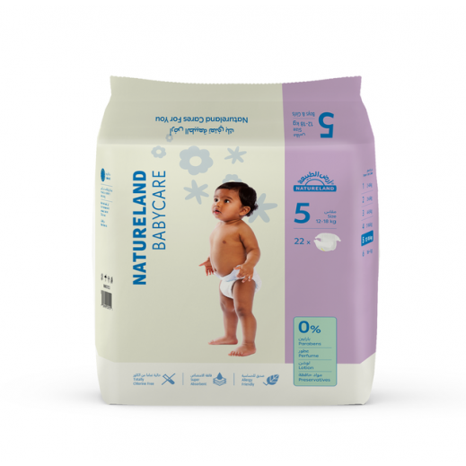 Natureland Baby Care Diapers Stage 5 From 12 To 18kg - 22 Diapers