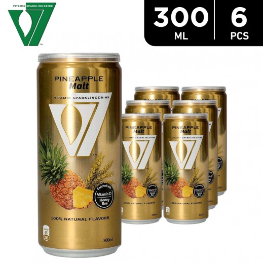 V7 - Vitamin Sparkling Drink with Pineaple Malt 6×300 ML - delivered by Taw9eel Fast