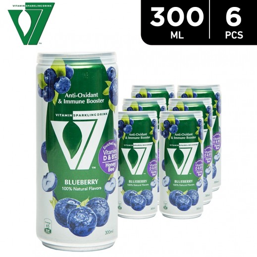 V7 - Vitamin Sparkling Drink with Blueberry 6×300 ML - delivered by Taw9eel Fast