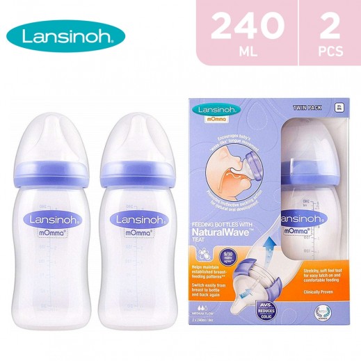 Lansinoh Feeding Bottle With NaturalWave 2 x 240 ml - delivered by Taw9eel Fast