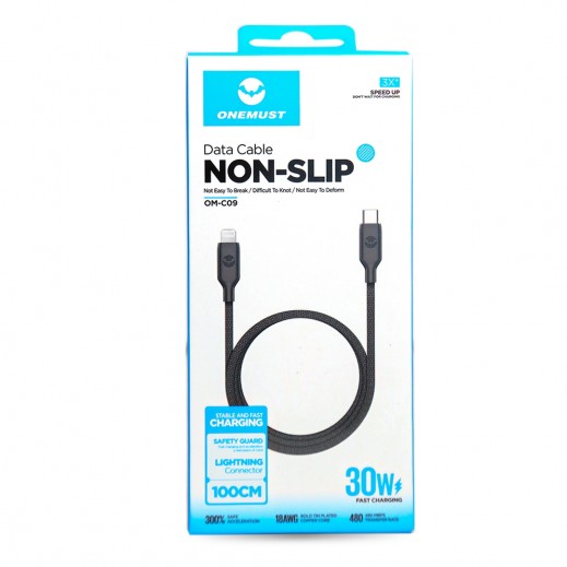 Onemust Non Slip 30W 1M USB-C to Lightning Connector Data Cable - Black