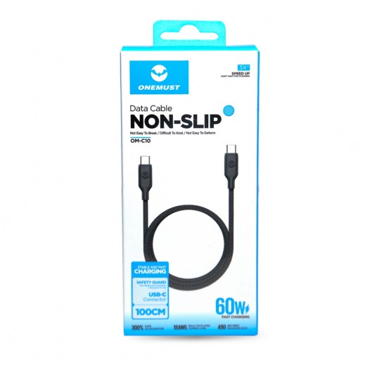 Onemust Non Slip 60W 1M USB-C to USB-C Data Cable - Black