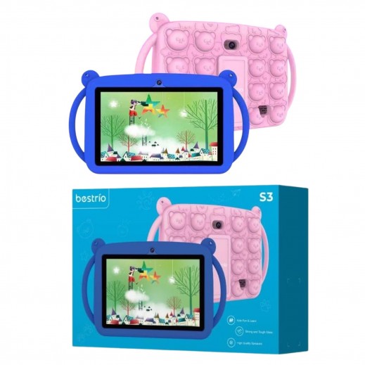 Bestrio S2 Kids Tablet 7" LCD 128GB Storage 4GB RAM Safe Case with Stand - delivered by Taw9eel Fast